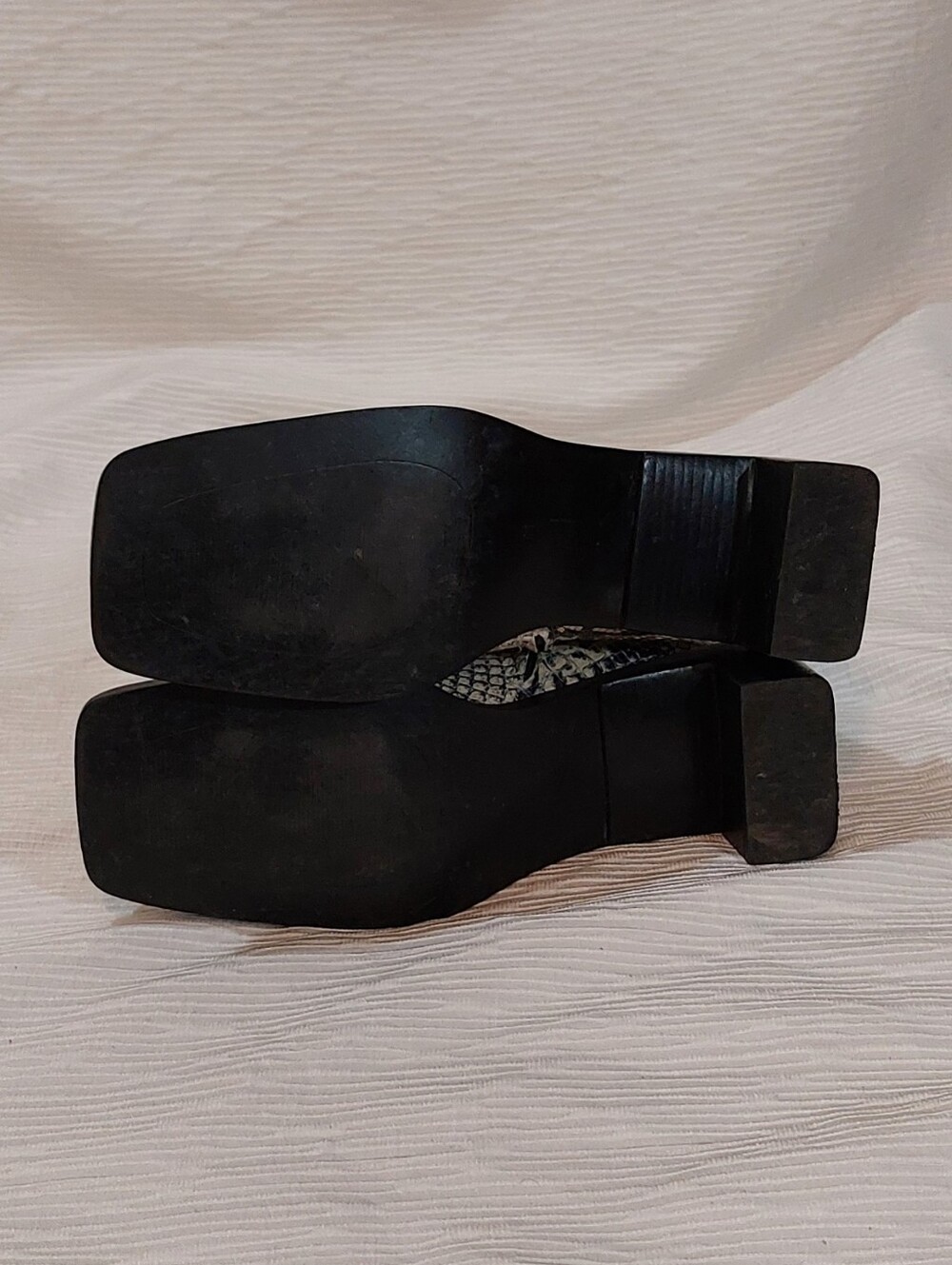 Zara Square Toe Block Heel Leather Snake-Print Ankle Boots Size 7/38 - Picture 7 of 8